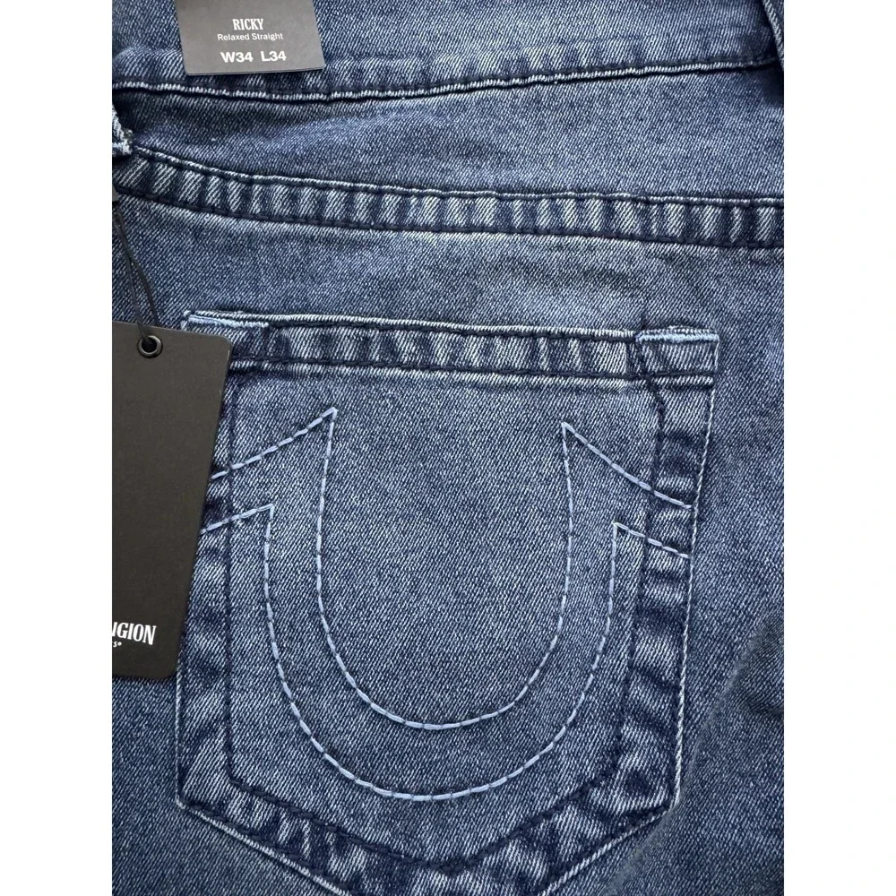TRUE RELIGION RICKY BIG T NO FLAP RELAXED STRAIGHT 700227 JEANS 34 X 34‎